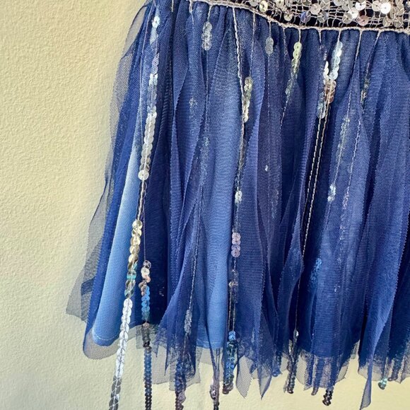 BISCOTTI Roaring 20's Party Dress Girls 8 Navy Blue Gatsby Girl Velvet & Sequins - Picture 5 of 10